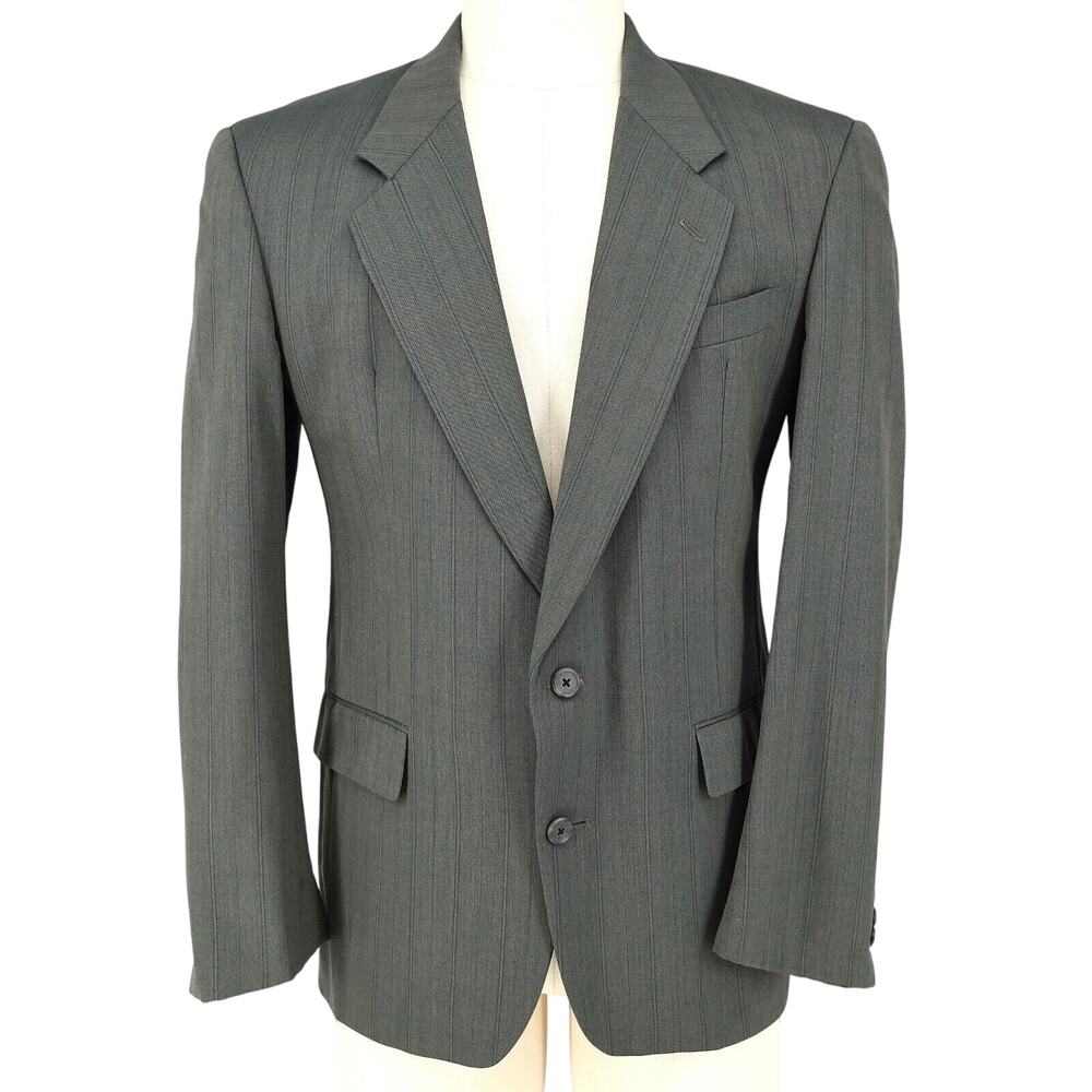 Hart Schaffner Marx Sport Coat Mens 40R Gray Wool Jacket Stripe Ariel Worsted